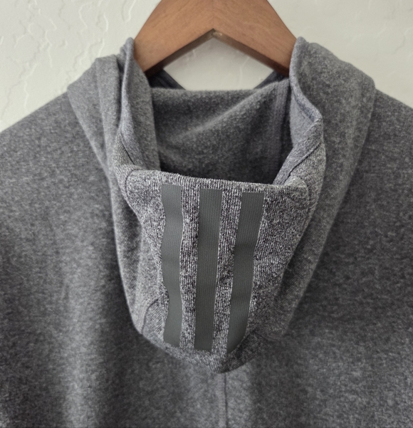 Clearance! Adidas Running Heathered Gray Long Sleeve Athletic Hoodie - Picture 5 of 16